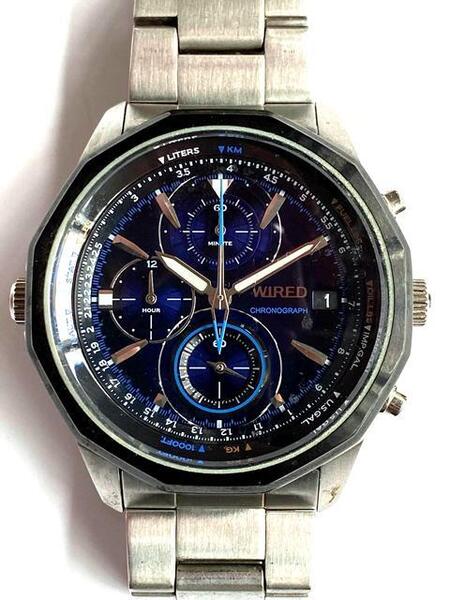 【即決/稼働品】 WIRED ワイアード VK67-K090 クオーツ時計 青文字盤 ブルー クロノグラフ SEIKO セイコー 男性用腕時計 ウォッチ