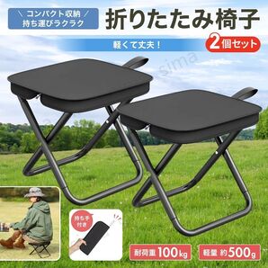 折りたたみ椅子 折りたたみチェア アウトドア チェア 2個セット 軽量 コンパクト ケース一体型 キャンプ 釣り 運動会 旅行 登山 携帯 黒