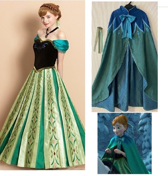 シークレットハニー アナ雪 戴冠式 ドレス&ケープ コスプレ ディズニー 大人 衣装 仮装
