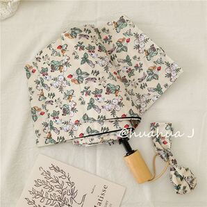 新品 折り畳み傘 日傘 雨傘 UVカット 丈夫 晴雨兼用日傘 うさぎちゃん 花 葉っぱ 可愛い オシャレ 兎 8本骨 オシャレ