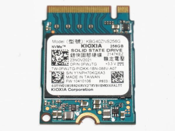 美品 KIOXIA KBG40ZNS256G Type2230 256GB NVMe M.2 SSD 2677時間