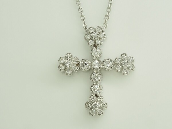 ●STAR JEWELRY スタージュエリー 極上ダイヤモンドクロスネックレス K18WG D0.23ct