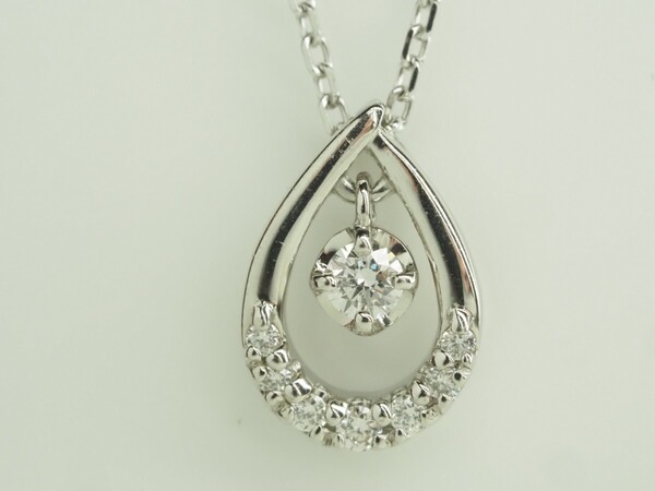 ●VENDOME AOYAMA ヴァンドーム青山 天然ダイヤモンドスウィングティアドロップネックレス Pt950/850 プラチナ