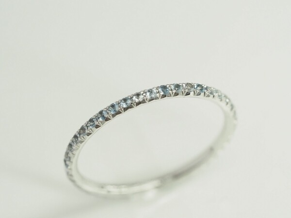 TIFFANY&Co. ティファニー BELGIUM 天然アクアマリンフルエタニティリング 750WG ご希望の方にティファニーの箱をお付け致します