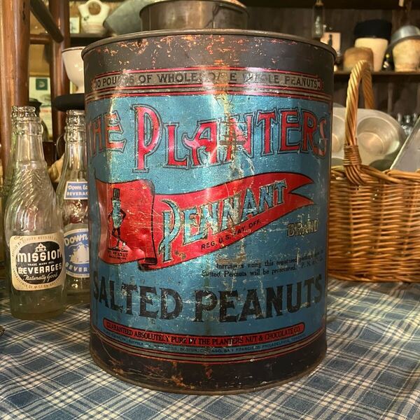 【antique】PLANTERS MR.PEANUTS TIN缶 大型 店舗什器 antiques アンティーク 古着 US 店舗什器 古道具 vintage ミスピー