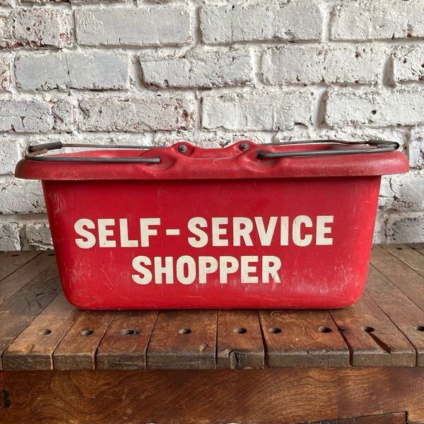 【vintage】カゴ ガレージ ガーデニング 買い物カゴ 店舗什器 antiques アンティーク 古着 US 店舗什器 古道具 ビンテージ バケツ
