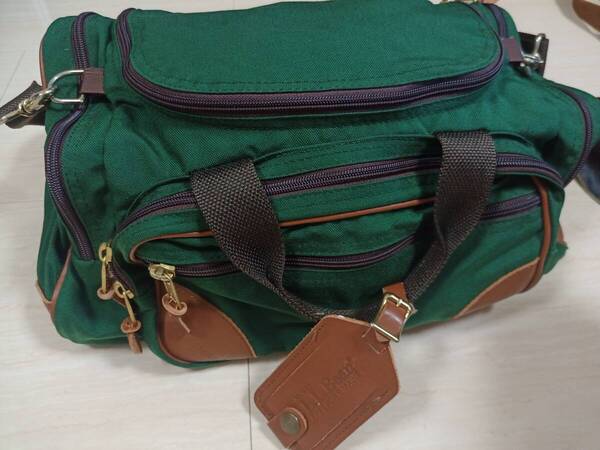 80s L.L.Bean ボストンバッグ エルエルビーン レザーコンビ vintage old ビンテージ オールド グリーン 緑 トラベルタグ付き