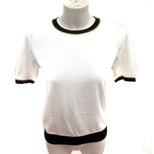 Tiara Tiara вязаный cut and sewn U шея короткий рукав белый белый /RT женский