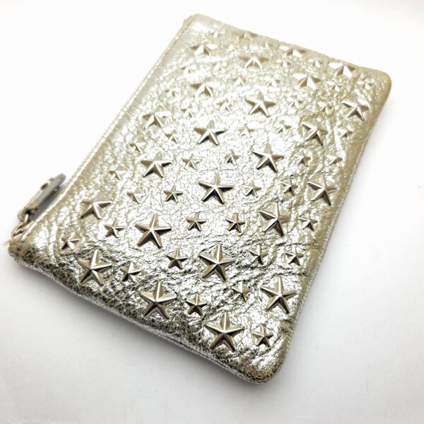 JIMMY CHOO ジミーチュウ レザー スタースタッズ ポーチ 小物入れ 化粧ポーチ カード入れ メモB6−91