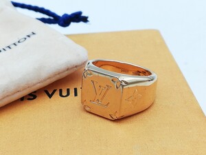 LOUIS VUITTON リング M80190 シグネットリング Mサイズ モノグラム ゴールド 指輪 箱付き 送料無料