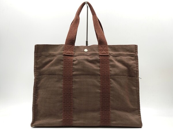 HERMES エルメス エールラインGM トートバッグ ブラウン キャンバス ハンドバッグ バッグ 送料無料
