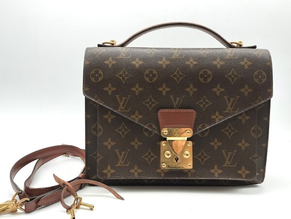 LOUIS VUITTON モノグラム モンソー M51187 ハンドバッグ 2way ショルダーバッグ ルイヴィトン ストラップ 鍵付き 送料無料