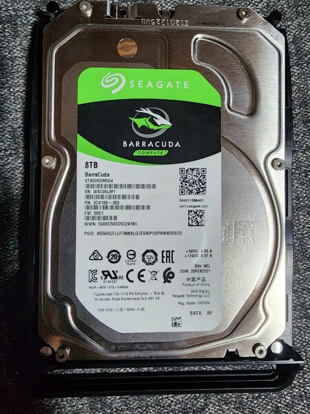 ★☆Seagate BarraCuda ST8000DM004 8TB 3.5インチ・ハードディスク・ドライブ 8TB 2台セット☆★
