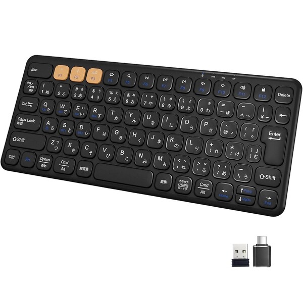 Ewin キーボード Bluetooth ワイヤレス 無線 2.4GHz(USBレシーバー付属)コンパクト Type-C充電式 JIS基準 日本語配列 静音 薄型 軽量