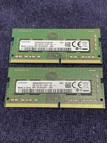 SAMSUNG 1Rx8 PC4-2400T 8GB 2枚組 1セット 16GB DDR4 ノート用メモリ 260ピン ECC無し8GB+8GB=16GB