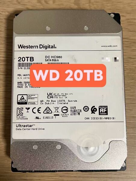 通電900時間以下 大容量HDD WD 20TB HC560 NAS 3.5インチ SATA 7200rpm データバックアップ