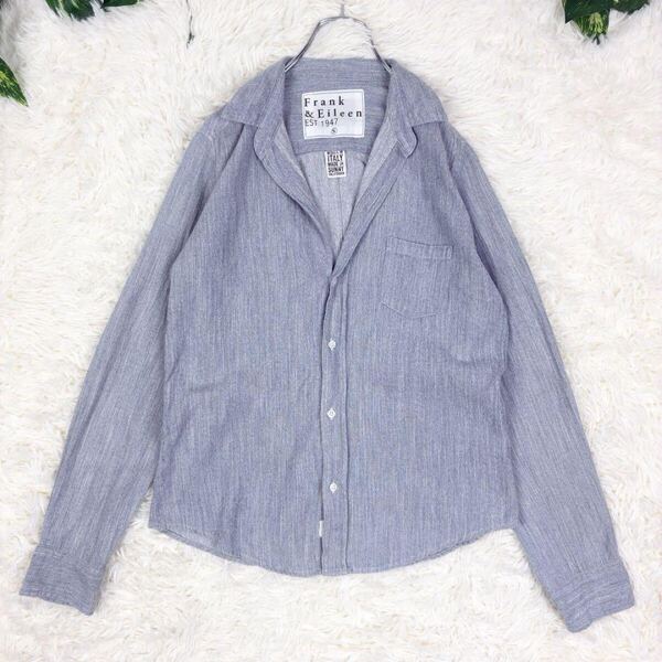 美品 Frank&Eileen フランクアンドアイリーン BARRY バリー 霜降り 長袖シャツ 開襟シャツ M〜L相当 グレー USA製 アメリカ製