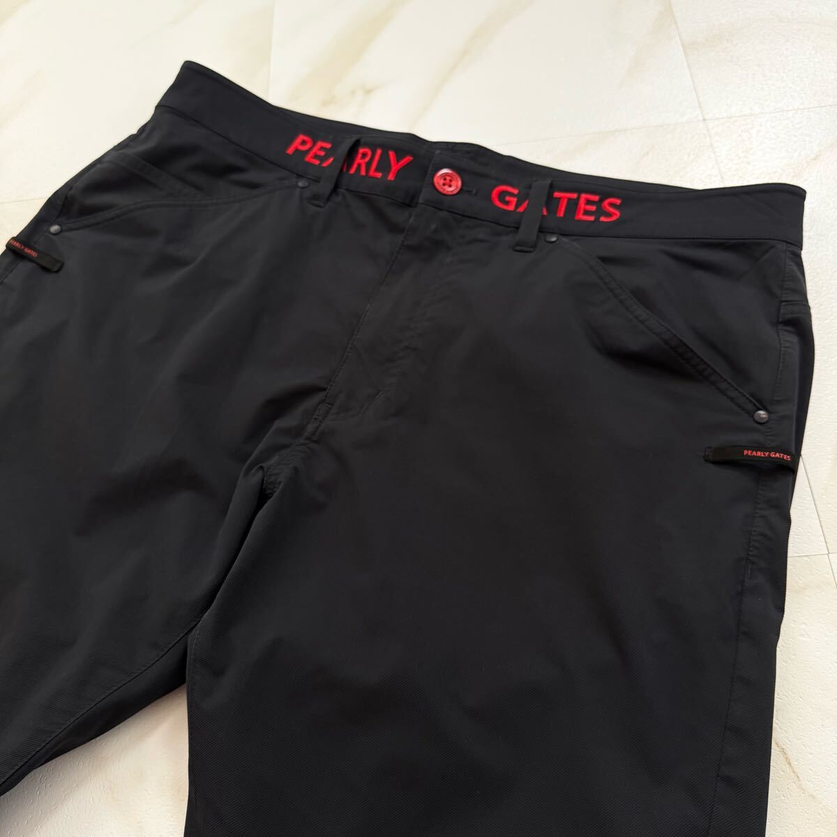 未使用級✨PGG パーリーゲイツ ゴルフパンツ M ストレッチ 黒 夏用 2025年最新】パーリーゲイツ(Pearly Gates) メンズゴルフパンツ