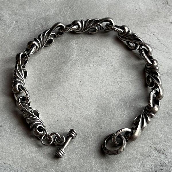 VINTAGE ヴィンテージ シルバー アイヴィーチェーン マンテル ITALY 925 刻印 ブレスレット アンティーク SILVER