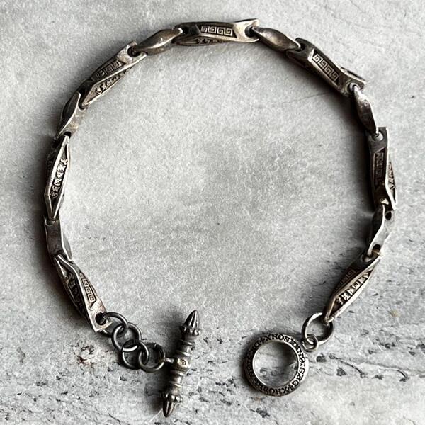 ヴィンテージ シルバー 捩れ 梵字 チェーン ブレスレット VINTAGE 925 刻印 アンティーク SILVER