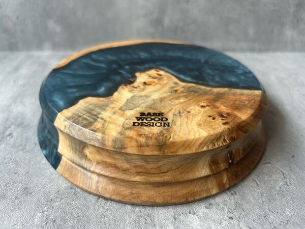 BASE WOOD DESIGN OD缶 ランタン 台座 花台 ポプラ×レジン③