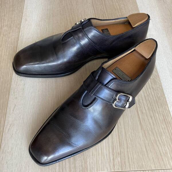 Berluti ベルルッティ プレーントゥ モンクストラップ / 24.5cm 6/ ヴェネチアンレザー本革 ビジネスシューズ ドレスシューズ 黒茶 メンズ
