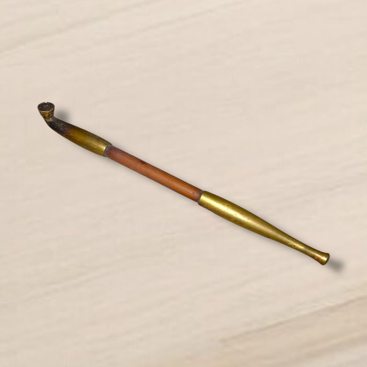 【現状品】金属製　キセル　ビンテージ　アンティーク　約33cm 西洋陶器キセル 煙管 時代物 古道具 喫煙具 (旧家蔵出し