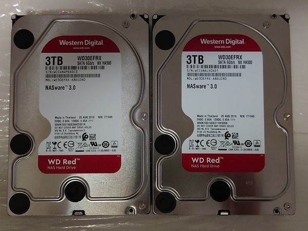 WESTERN DIGITAL Red WD30EFRX NX HA500 2個セット 3TB x2 6TB 3.5インチ SATA HDD WD ウェスタンデジタル レッド NASware3.0【中古】