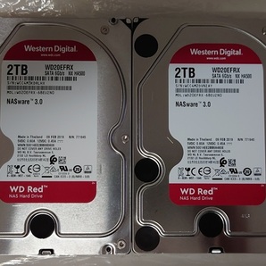 WESTERN DIGITAL Red WD20EFRX NX HA500 2個セット 2TB x2 4TB 3.5インチ SATA HDD WD ウェスタンデジタル レッド NASware3.0【中古】①