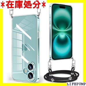 iPhone 16 Plus 用 ケース クリア ショ 軽量 ストラップ付き 取り外し可能 長さ調整可能 透明 1905