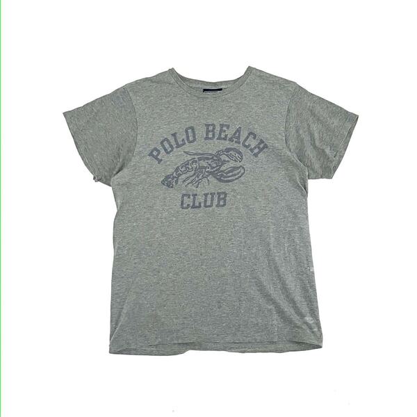 M ポロ スポーツ POLO SPORT 半袖 プリントTシャツ ラルフローレン 90’s 90年代 ヴィンテージポロ グレー ロブスター エビ 甲殻類 ビーチ