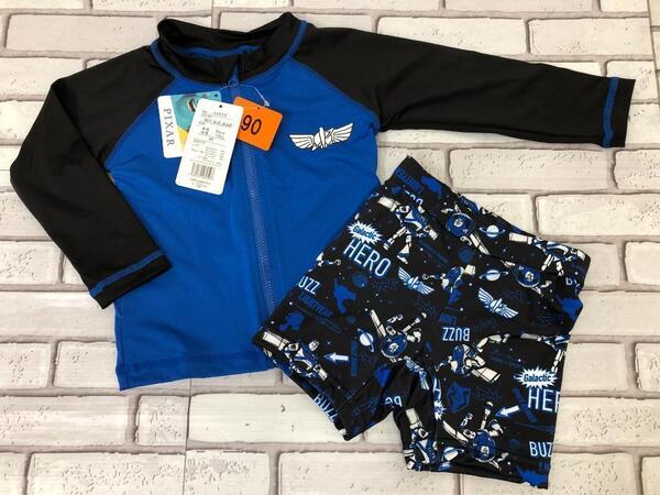 R)新品!90㎝ トイストーリー バズ 水着 長袖 ラッシュガード セット