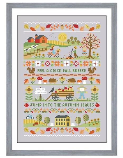 クロスステッチキット Feel a crisp fall breeze 14CT 刺繍 モチーフ 秋 autumn オータム 刺繍