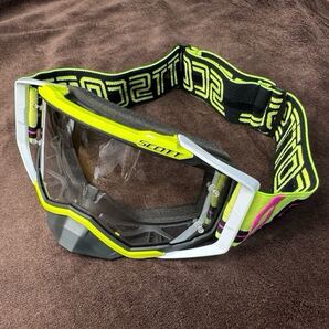 【最安値】イエロー ホワイト 黄 白 スコット クリア ゴーグル オートバイ ヘルメット モトクロス スキー UVカット保護メガネ 防砂塵