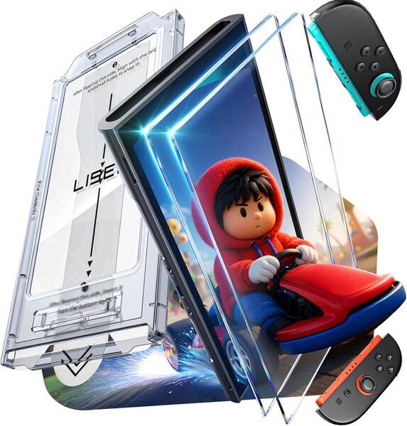 2枚セット Switch2 強化ガラスフィルム|反射低減 保護フィルム マット表面加工・取付ガイド付き簡単貼付・9H硬度・気泡ゼロ・指紋防止