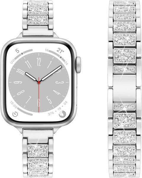 アップルウォッチ バンド 46mm 45mm 44mm 49mm 42mm レディース Apple Watch 極細バンド対応ベルト キラキラ シルバー
