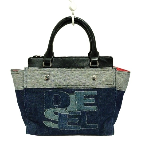 【希少】ディーゼル トートバッグ レザー 本革 メタルロゴ A4可 ヴィンテージ Woman ブラック トッズ レザー Di バッグ ミディアム