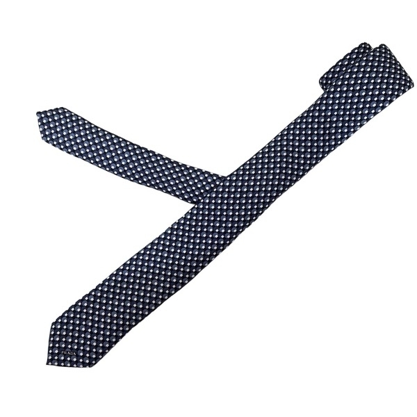 PRADA ネクタイ パープル ドット メンズ 正規 美品 プラダPRADA シルクドット刺繍ネクタイ 茶青白 (K-137838) | DC