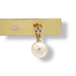 MIKIMOTO ミキモト ダイヤモンド ダイヤ 7.0mm あこや真珠 真珠 パール 片耳 イヤリング スイング ドロップ K18 イエローゴールド 3662