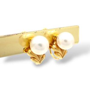 MIKIMOTO ミキモト イヤリング あこや 真珠 パール K18 750 YG リーフ イエローゴールド ナチュラルピンク 3660