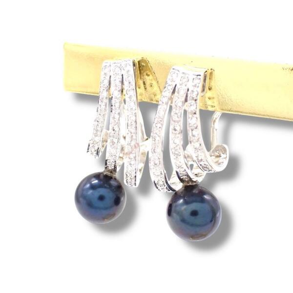 ポンテヴェキオ Ponte Vecchio 0.38ct ダイヤモンド ダイヤ ピアス パール 7.5mm ブルーパール 750 WG K18 ホワイトゴールド 3684