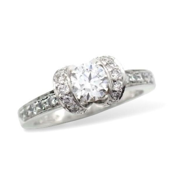 箱 Tiffany & co. ティファニー 0.41ct 大粒 ダイヤモンド ダイヤ リボン リング 指輪 8号 Pt950 プラチナ ジュエリー 3574
