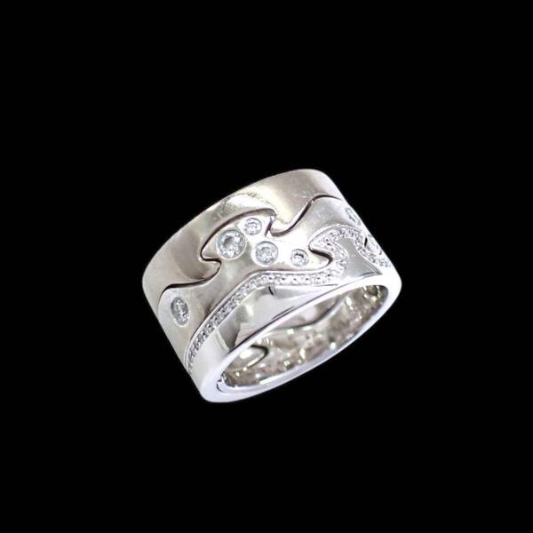 箱 Georg Jensen ジョージジェンセン フュージョン 3連 48 ダイヤモンド ダイヤ リング 指輪 750 K18 WG ホワイトゴールド 14.5g 3750