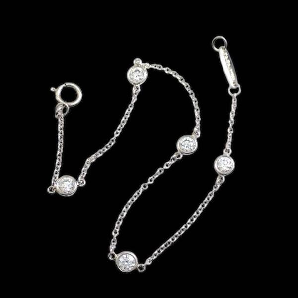 箱 Tiffany & co. ティファニー 5P バイザヤード 3.9mmダイヤ ダイヤモンド ブレスレット ステーション Pt950 プラチナ ジュエリー 3751