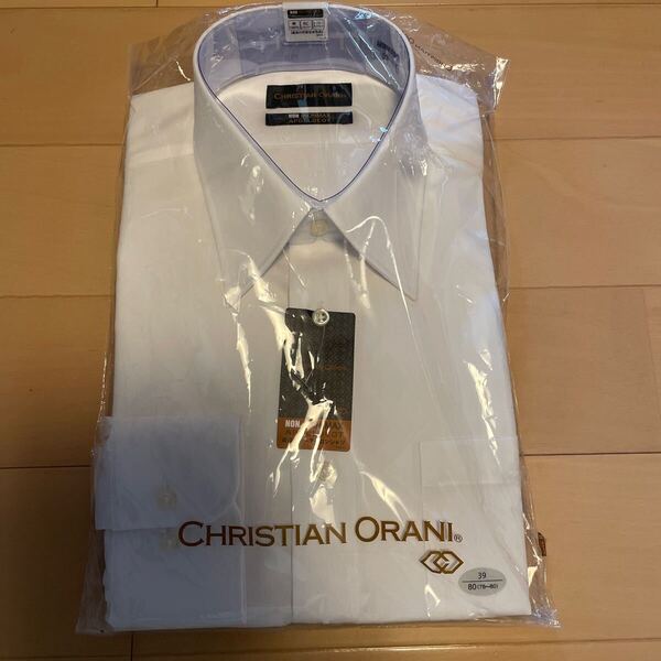 送料無料 新品 CHRISTIAN ORANI 長袖ボタンダウンシャツ 39-80 白無地 ホワイト NON IRONMAX 最高のノーアイロンシャツ 送料込み