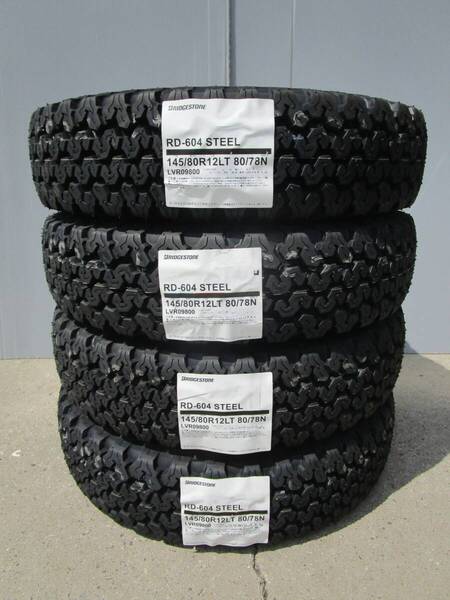 全国送料込み■新品ブリヂストンRD604■145/80R12LT 80/78N■4本セット■軽トラ軽バンエブリイキャリイハイゼットバモスNバン