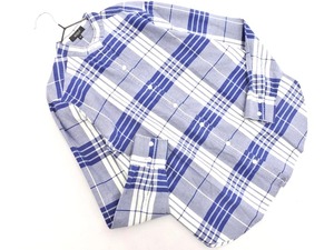 BOSCH Bosch полосатый воротник клетчатая блузка рубашка размер38/темно-синий х белый ◇◇ ☆ fgc3 Женщины