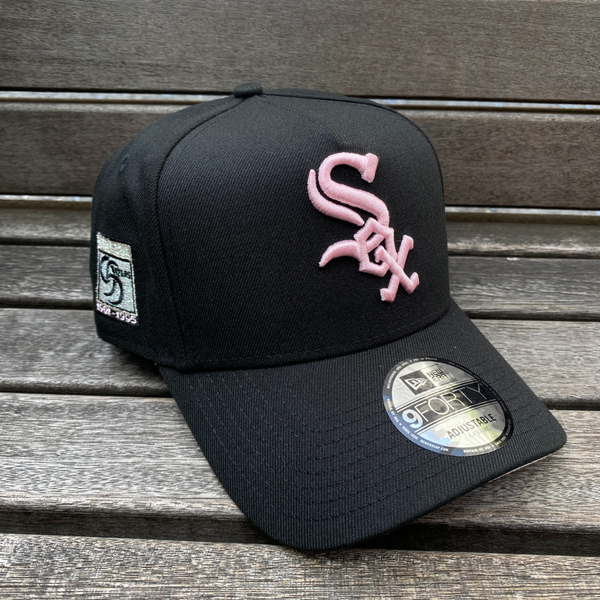 海外限定 Newera ニューエラ 9Forty Aフレーム Whitesox シカゴ ホワイトソックス 95周年記念 キャップ 黒 ピンク USA正規品 (940-214)