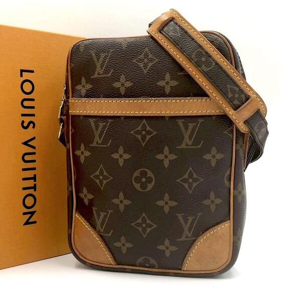 美品 正規品 Louis Vuitton ルイヴィトン モノグラム ダヌーブ ショルダーバッグ ブラウン レザー