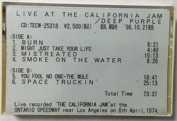 DEEP PURPLE LIVE AT THE CALIFORNIA JAM PROMO CASSETTE 日本製